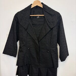 Elegant Black Eyelet Women's Suit (Jacket and Skirt)